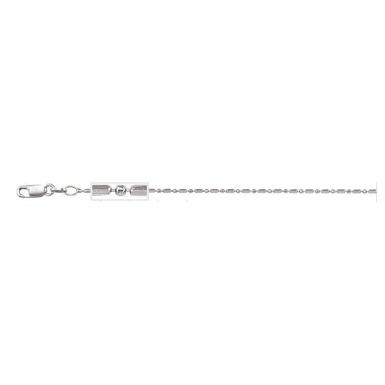 (14K, 18K) White Gold (1.2mm) Station Bead Chain (16" to 20")