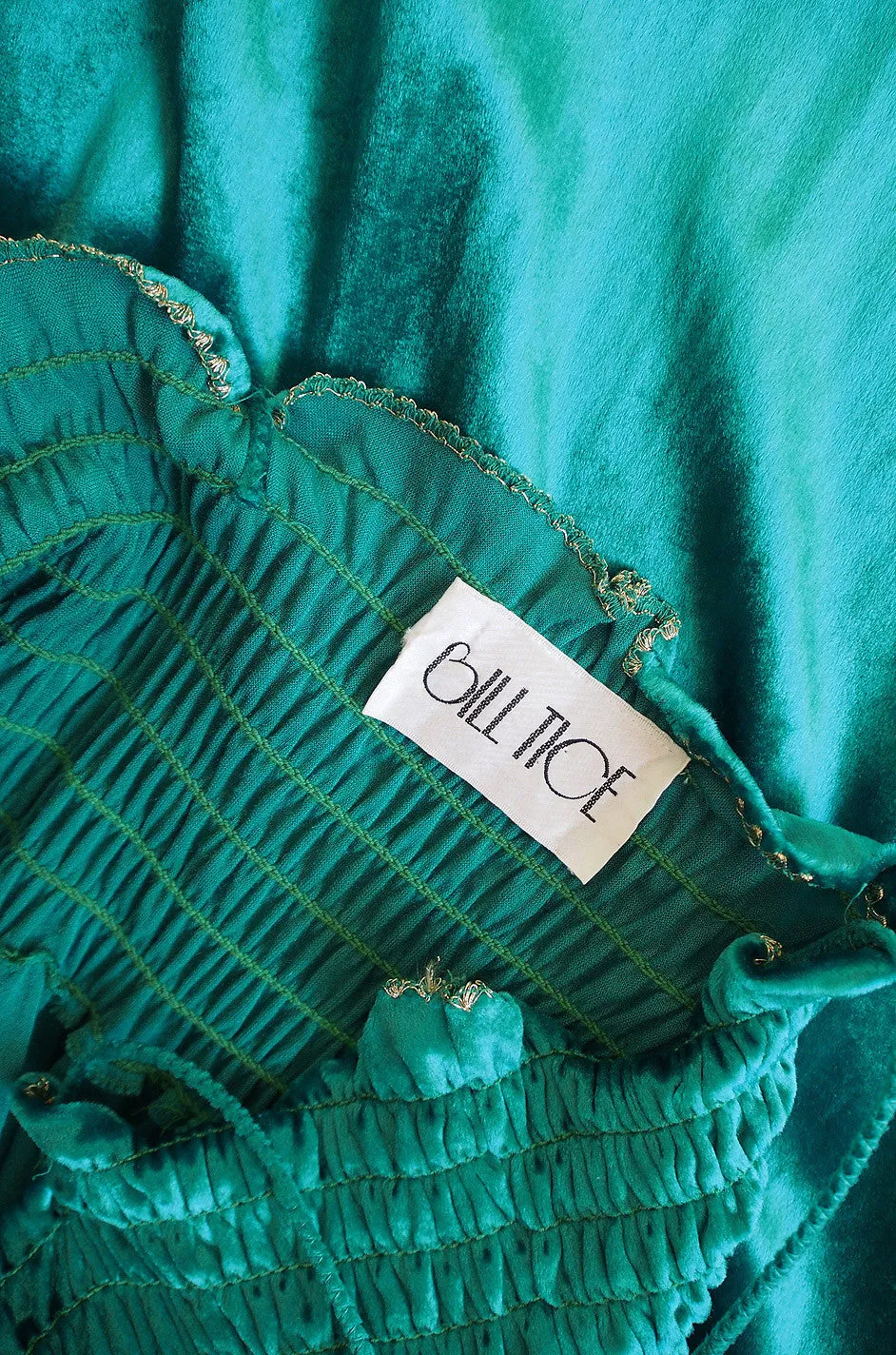 1970s Green Liquid Velvet Bill Tice Maxi