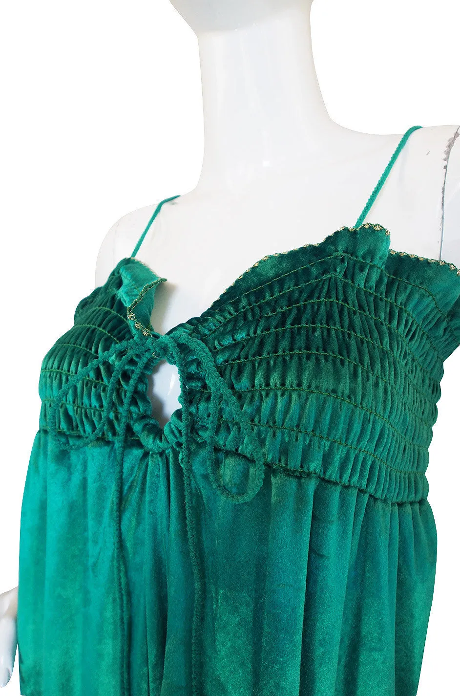 1970s Green Liquid Velvet Bill Tice Maxi