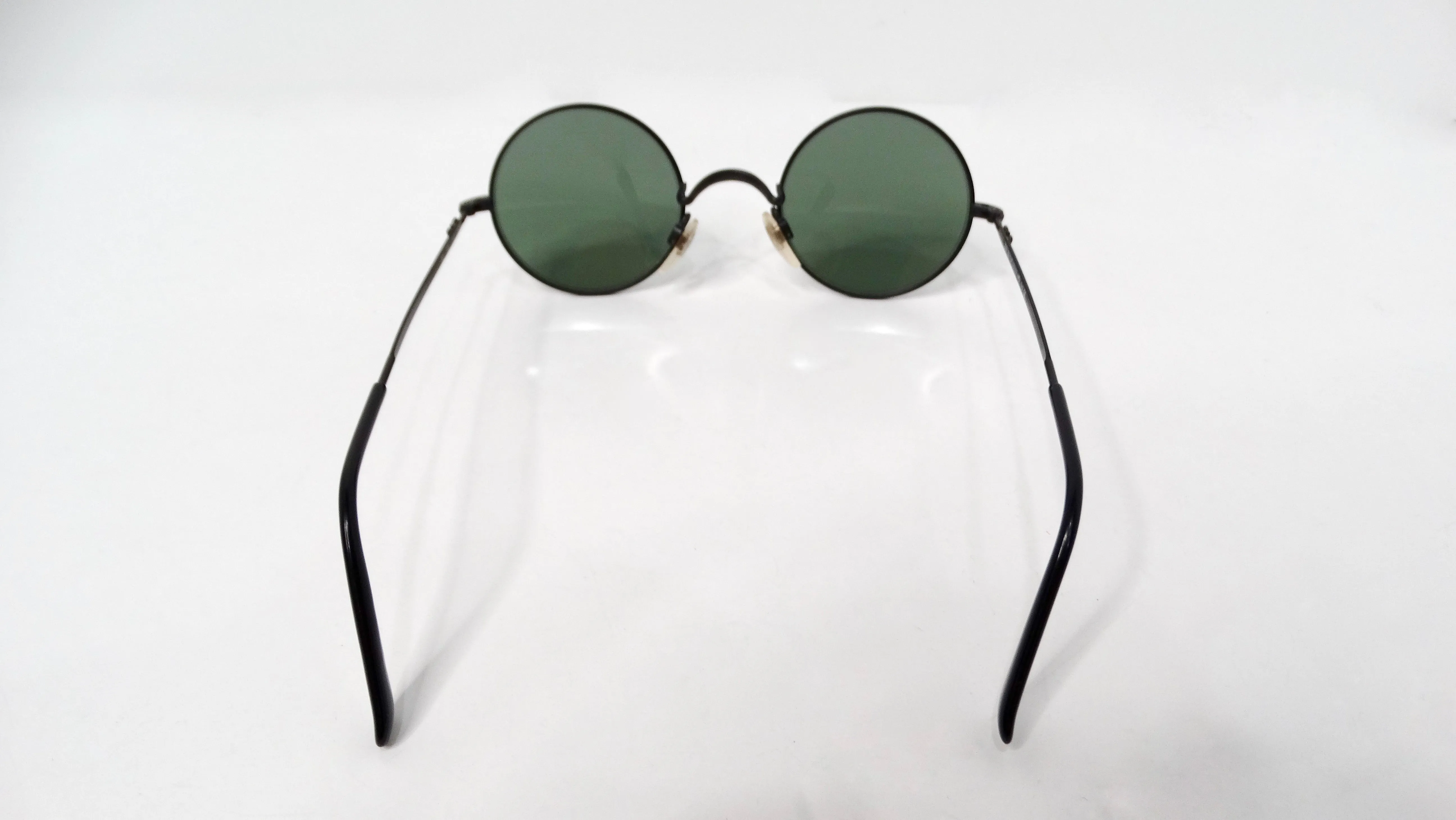 1990s Giorgio Armani Black Metal Round Frame Sunglasses