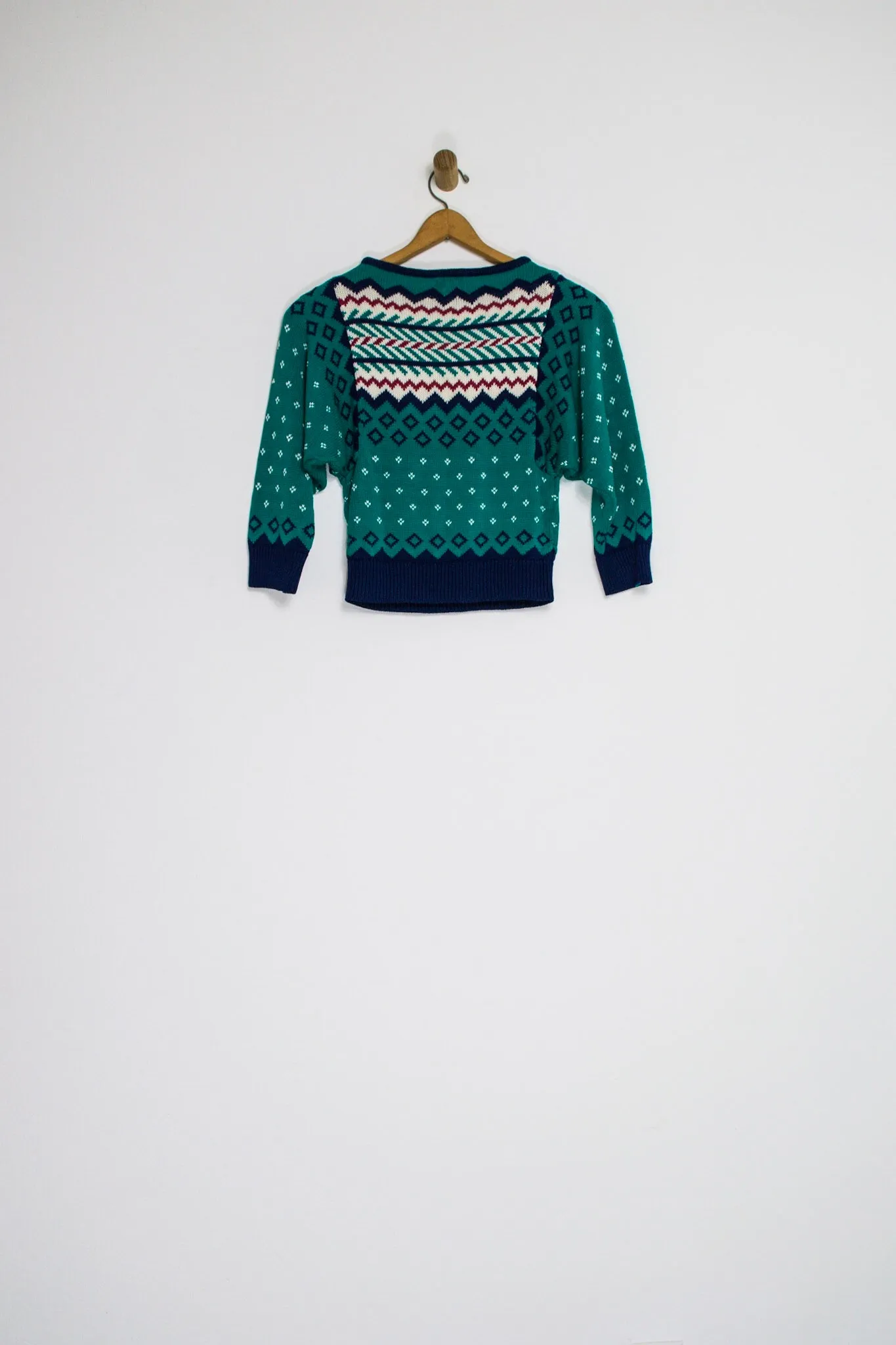 80’s TEAL BATWING KNIT SWEATER / EXTRA SMALL
