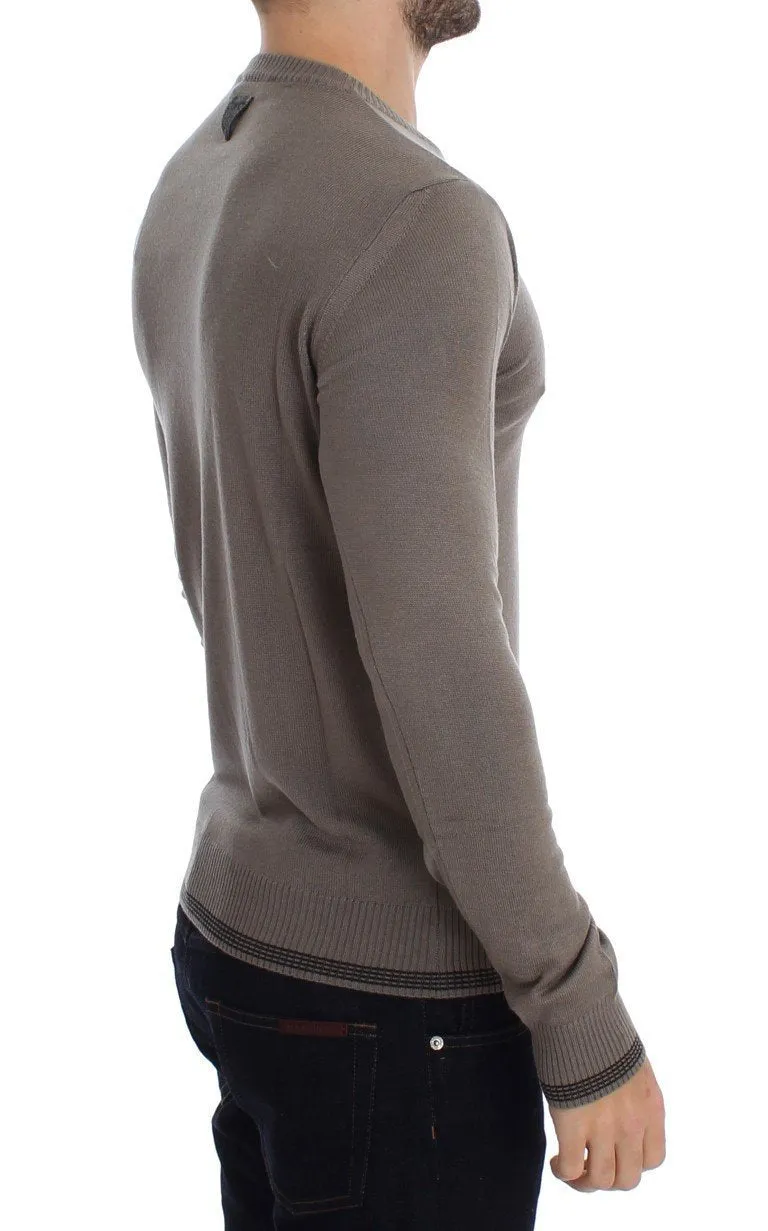Beige Crewneck Wool Blend Sweater