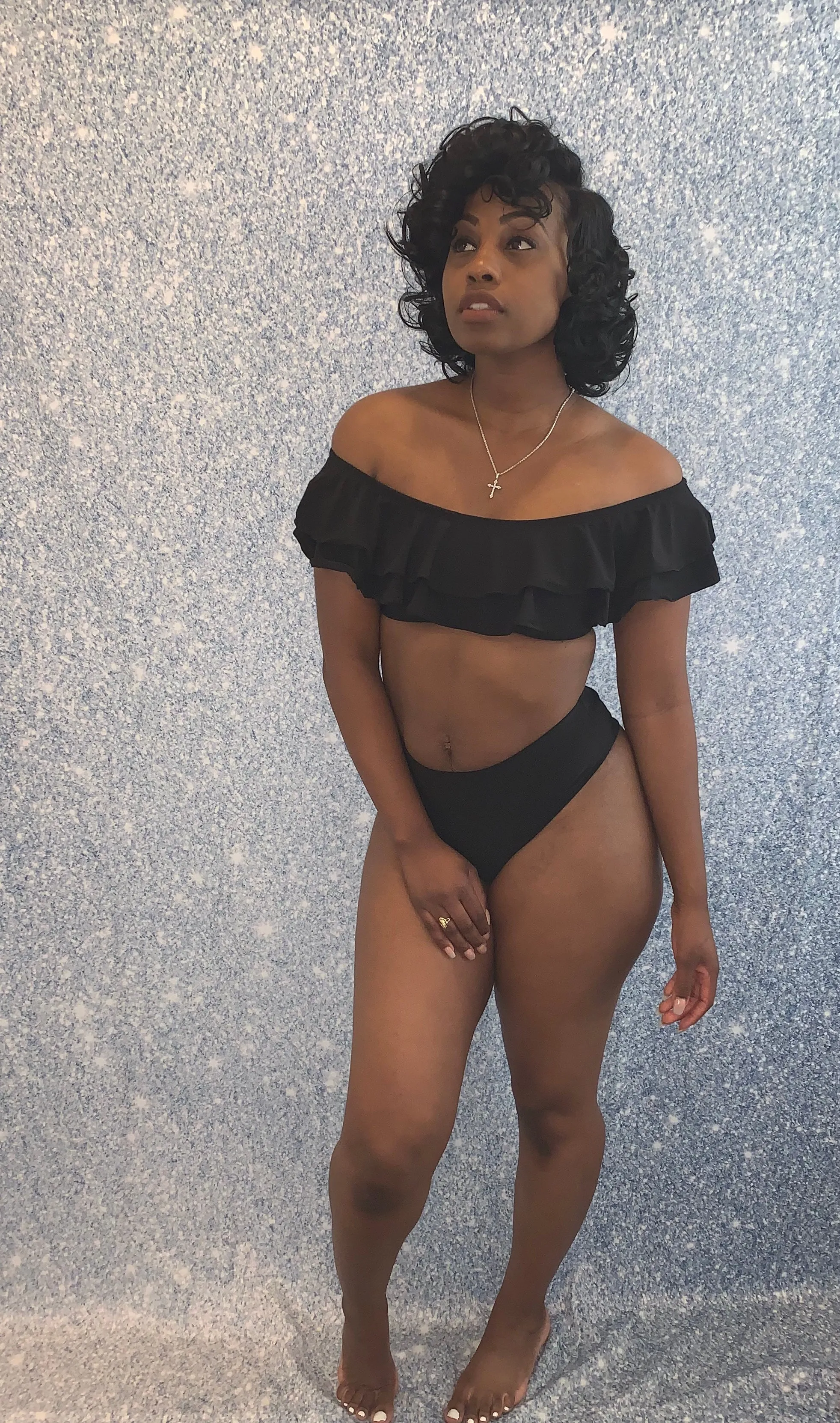 Black Ruffle Swimsuit