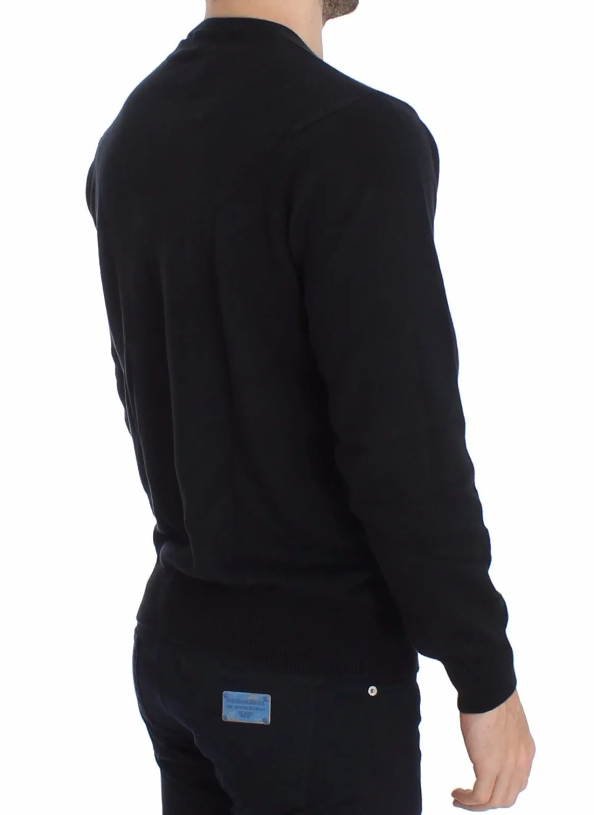 Blue Cotton Cashmere Crew-neck Sweater Pullover