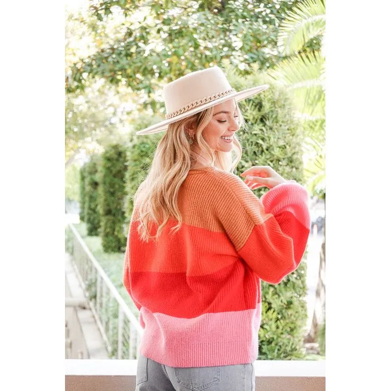Bold Stripe Oversized Sweater - Rainbow