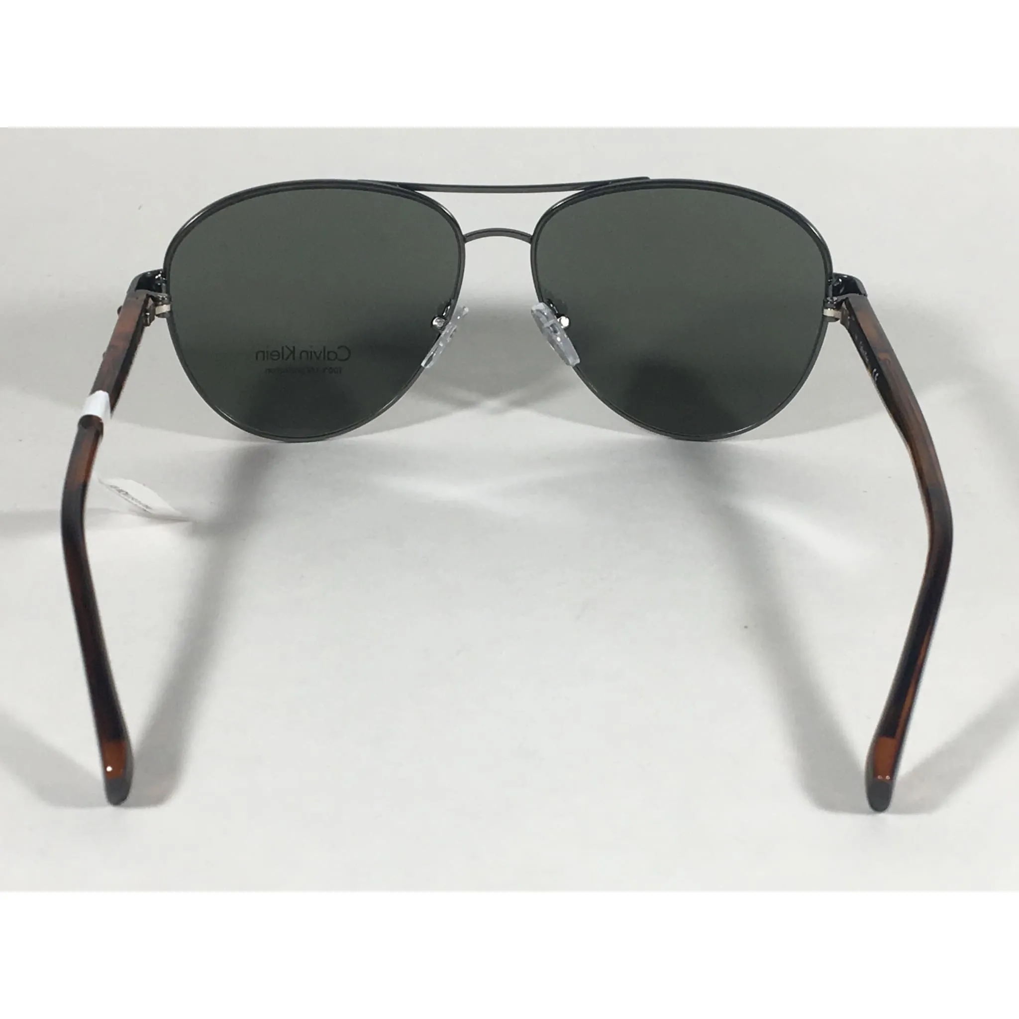 Calvin Klein R363S 071 Aviator Pilot Sunglasses Brown Tortoise And Gunmetal With Green Lens
