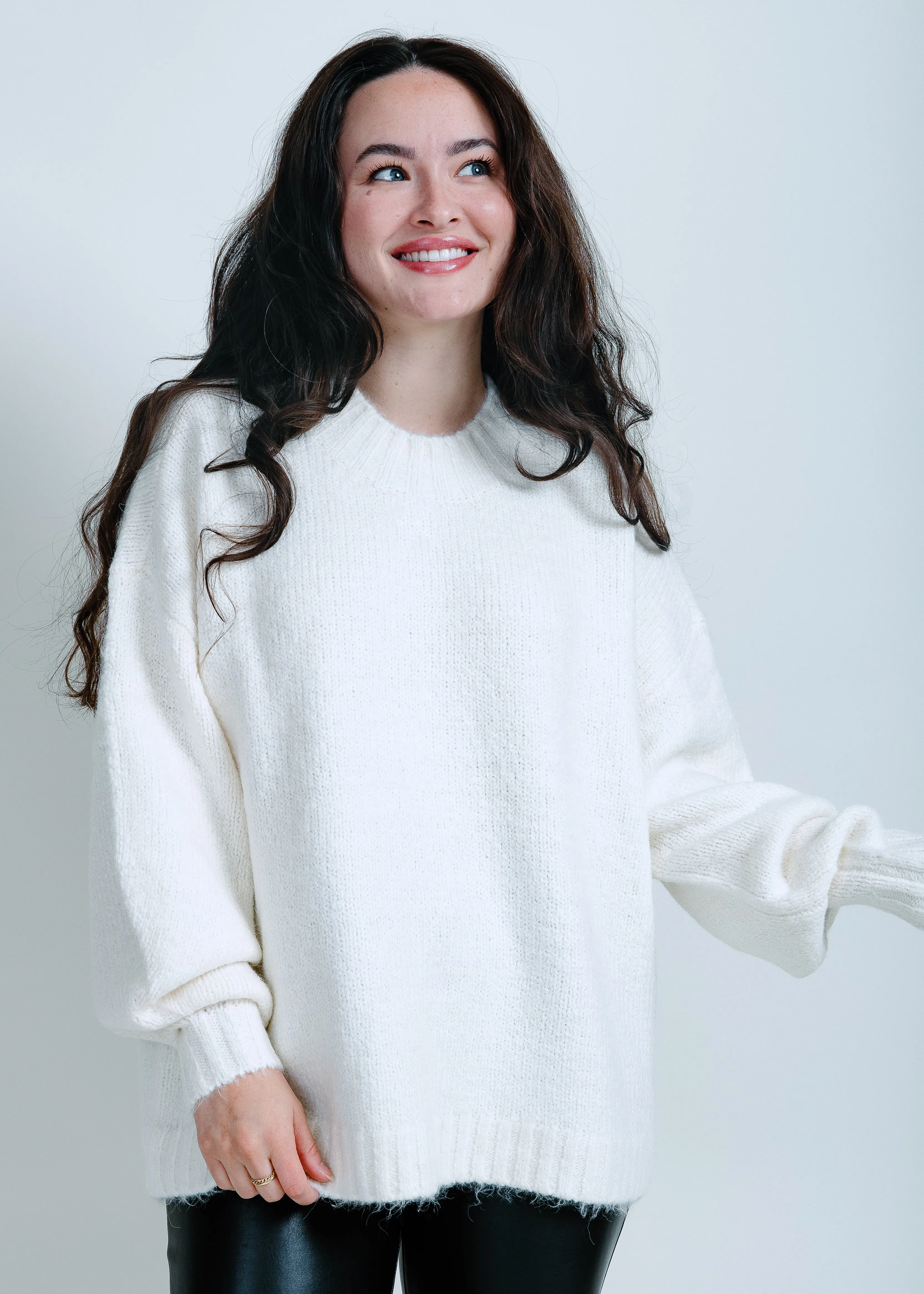 Carlen Mock Neck Sweater - Ecru