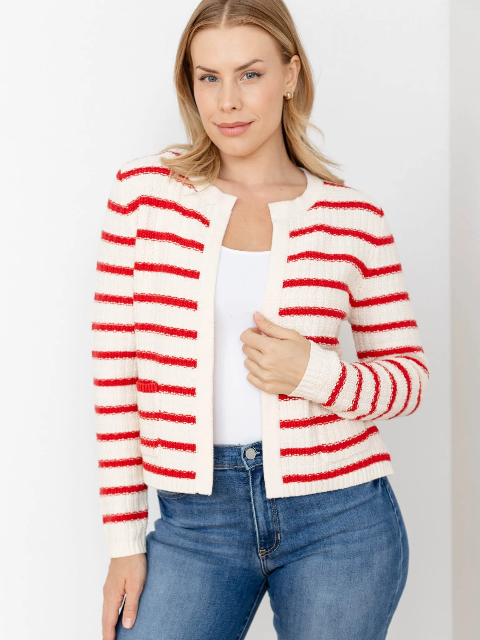 Chunky Knit Striped Cardigan