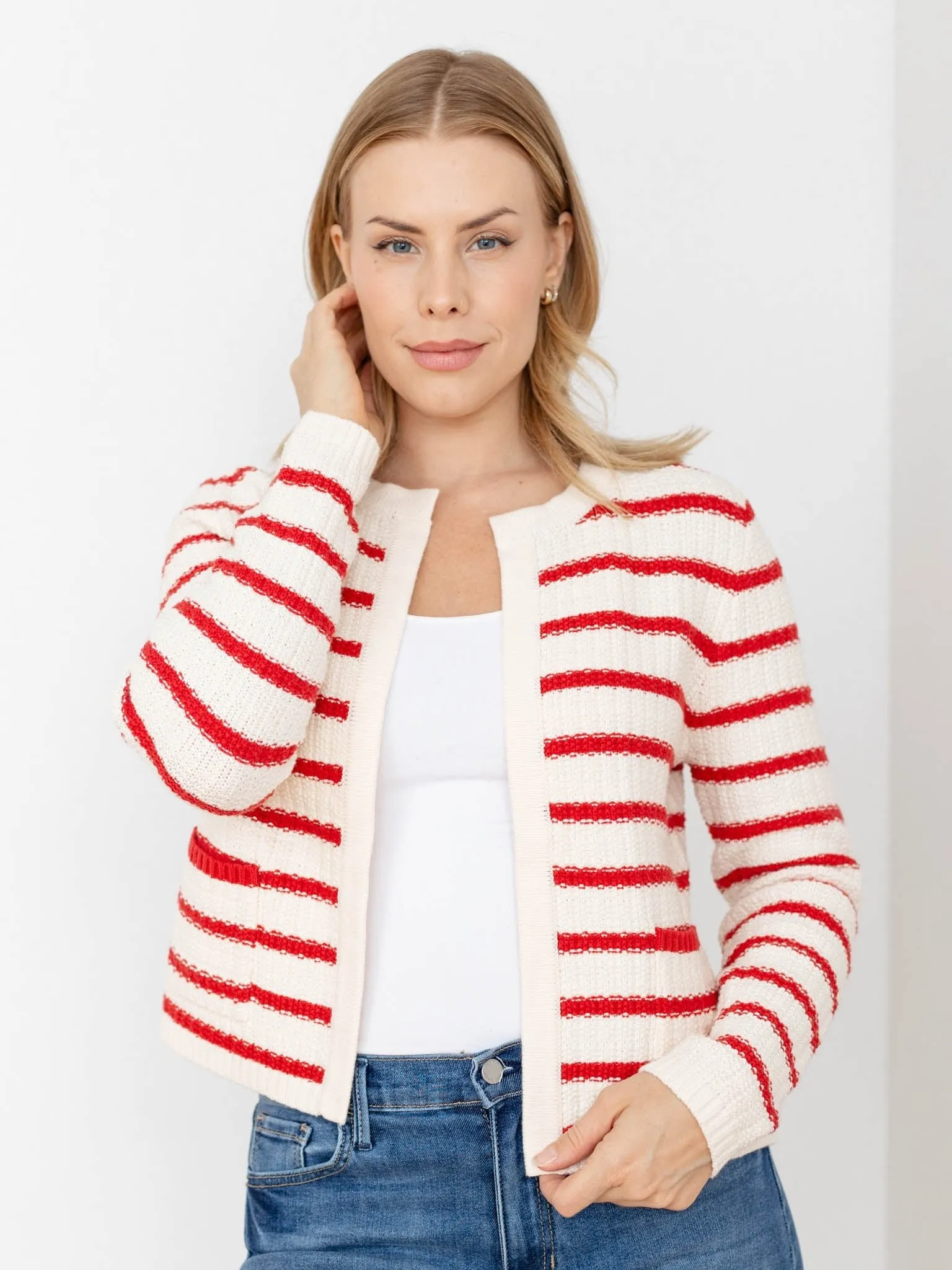 Chunky Knit Striped Cardigan