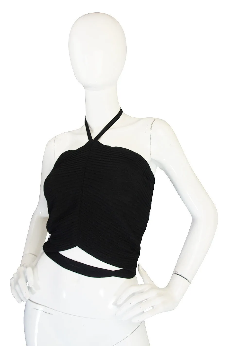circa 1996 Tom Ford for Gucci Black Halter Knit Top