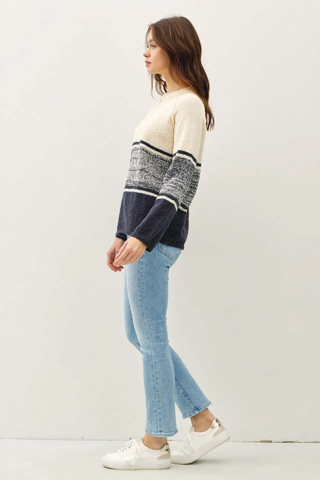 Cozy Textured Gradient Stripe Sweater