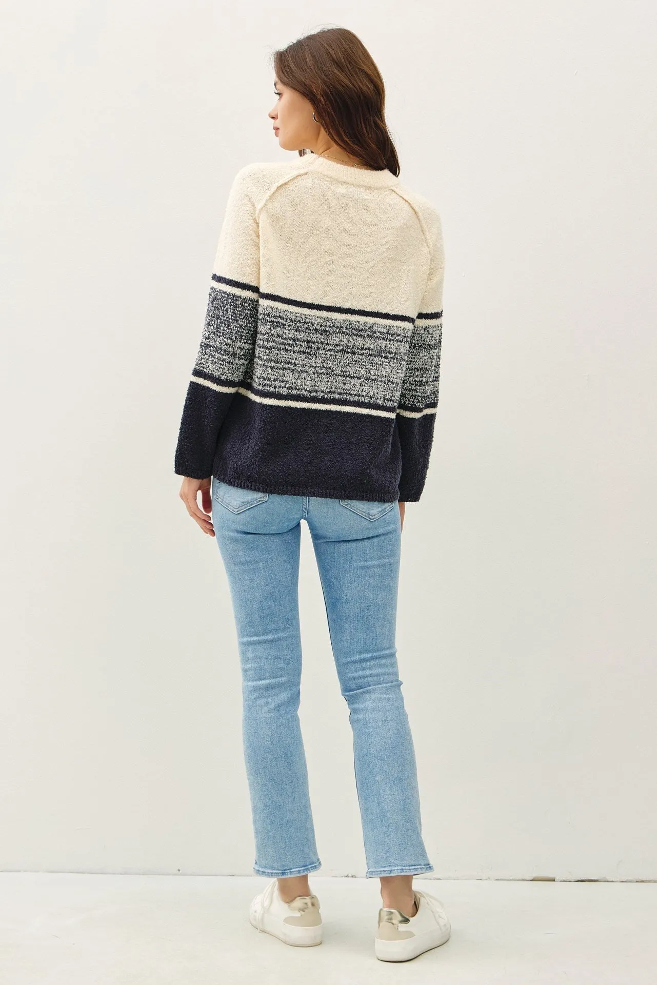 Cozy Textured Gradient Stripe Sweater