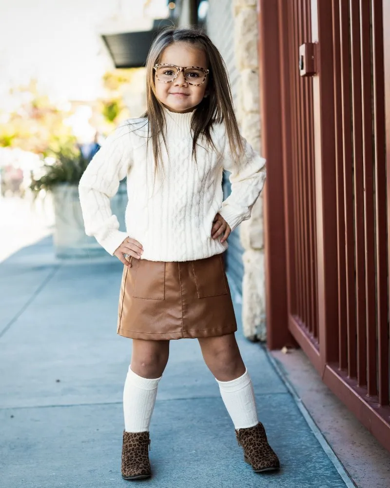 Dani Mockneck Cable Knit Sweater - Ivory