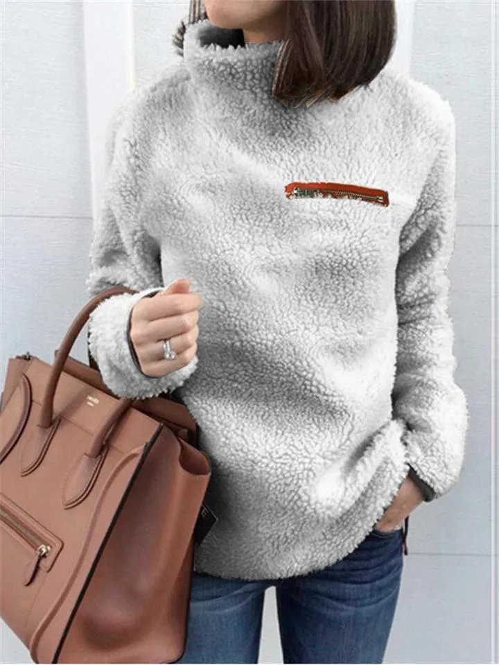 Fall Winter Fashion Turtleneck Fleece Sweatshirts For Women