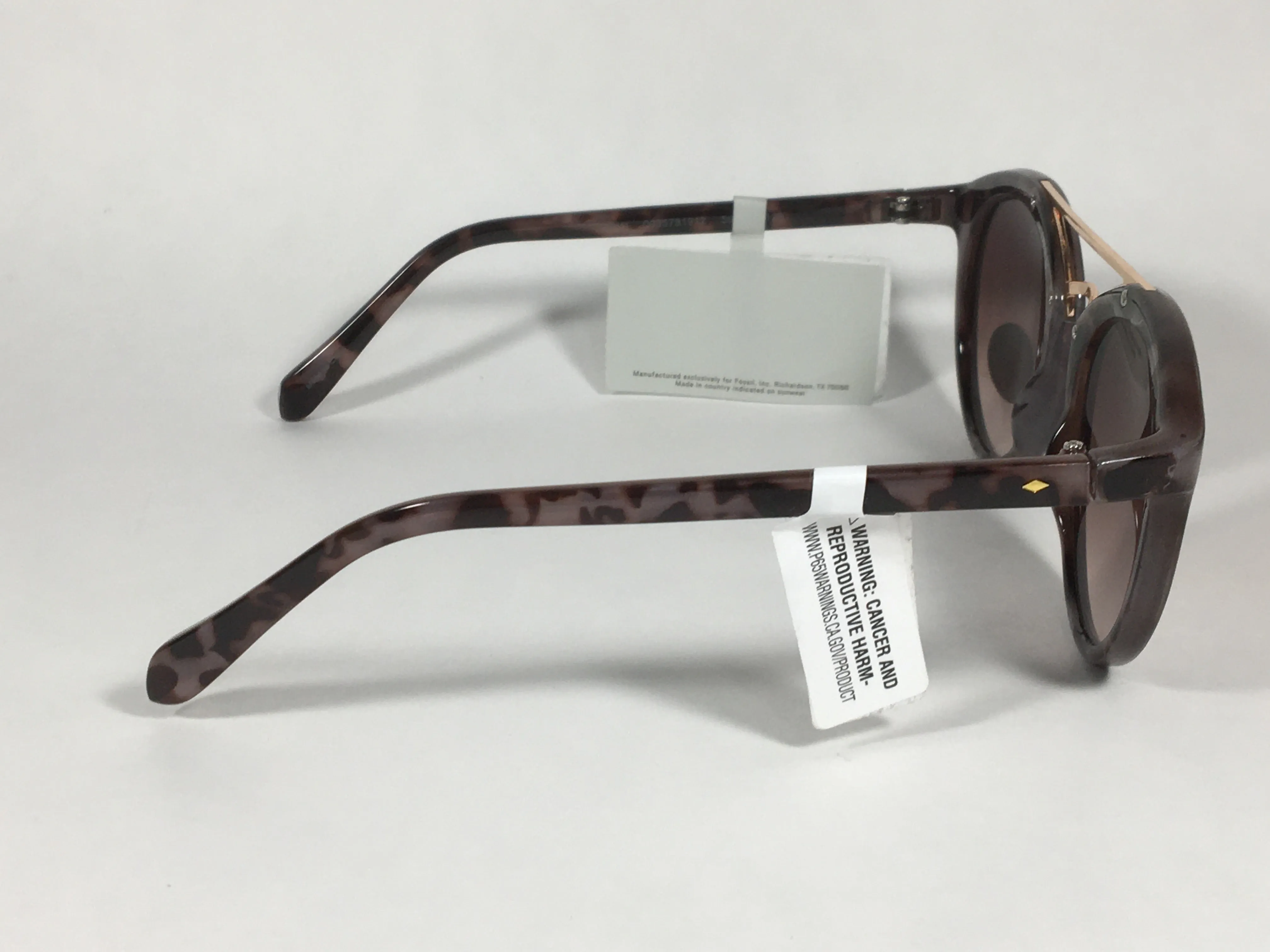 Fossil Round Brow Bar Sunglasses FW151 Brown Frame Brown Gradient Lens