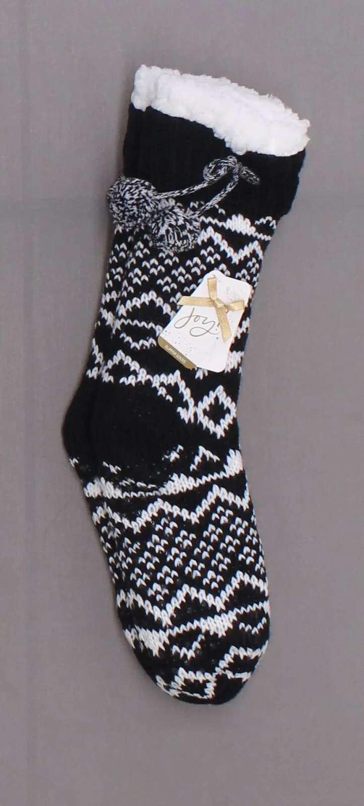 Gilligan & O'Malley Women's Sherpa Lined Fair Isle Pom Poms Slipper Socks