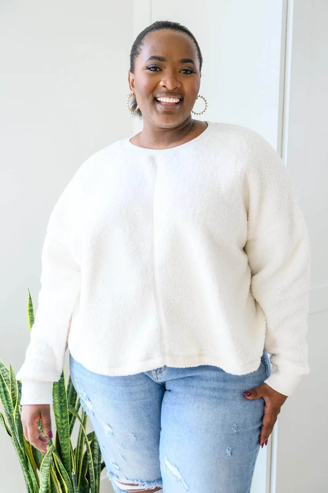 Hazel Blues® | Fuzzy Cuddles Sweater in Off White