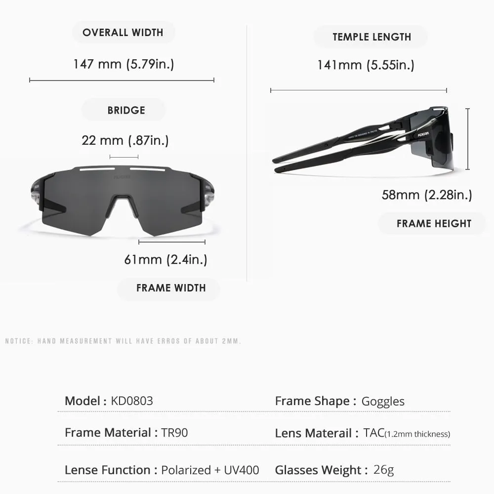 KDEAM Rimless TR90 Sports Sunglasses Polarized Flexible Spring Frame With  Accessories