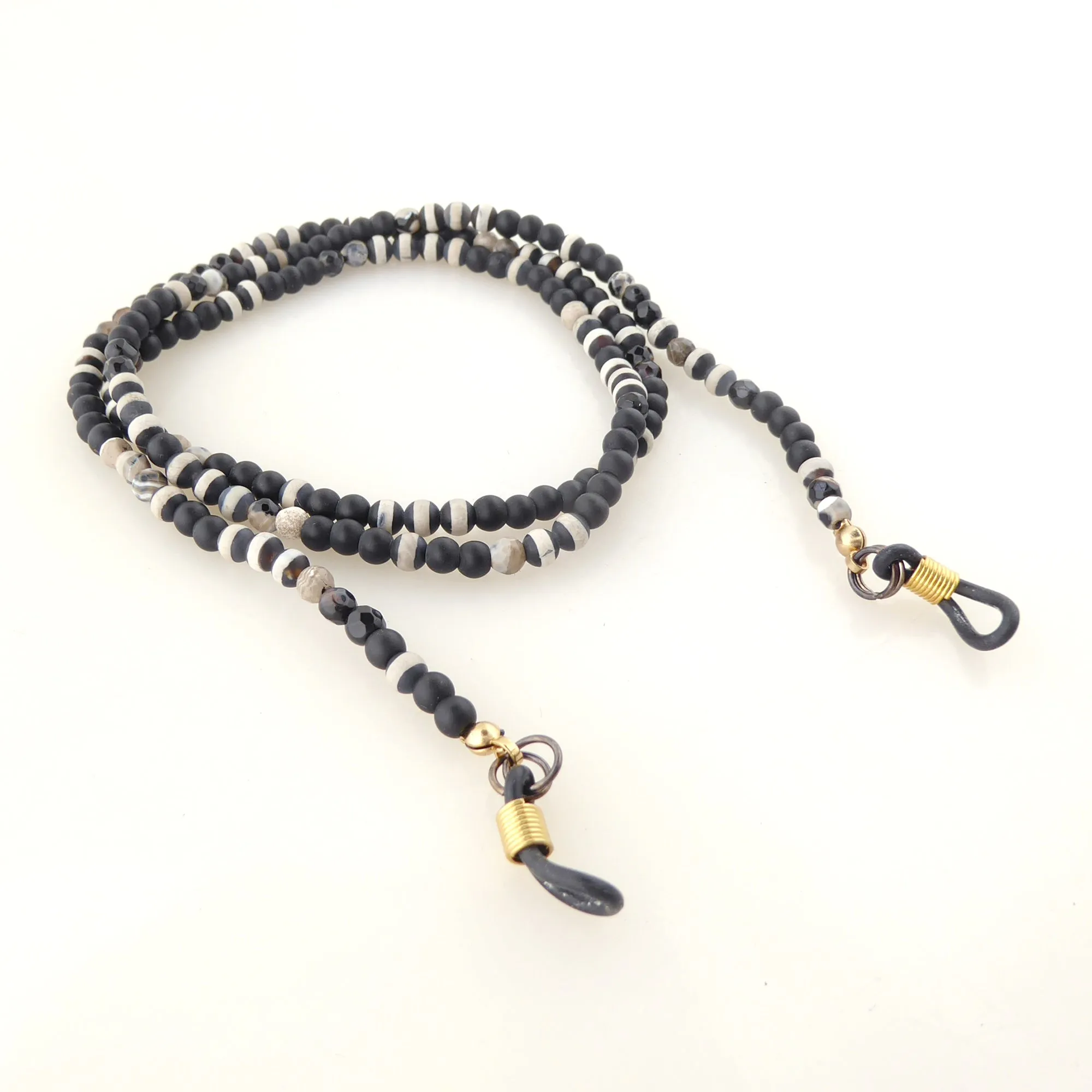 Matte black onyx eyeglass chain holder