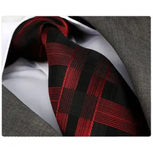 Men's Red Black Checkers Neck Tie Premium Quality Tie Box