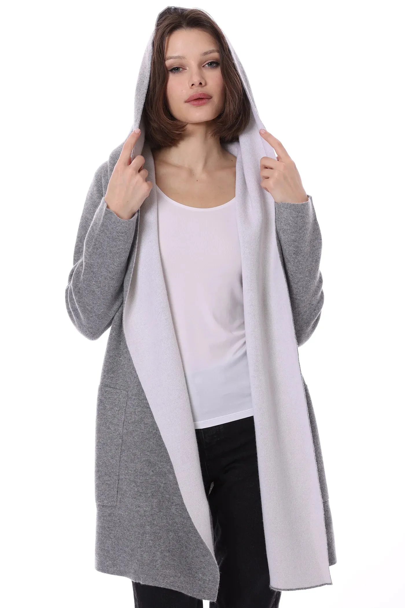 Minnie Rose Cashmere Hooded Reversible Coat