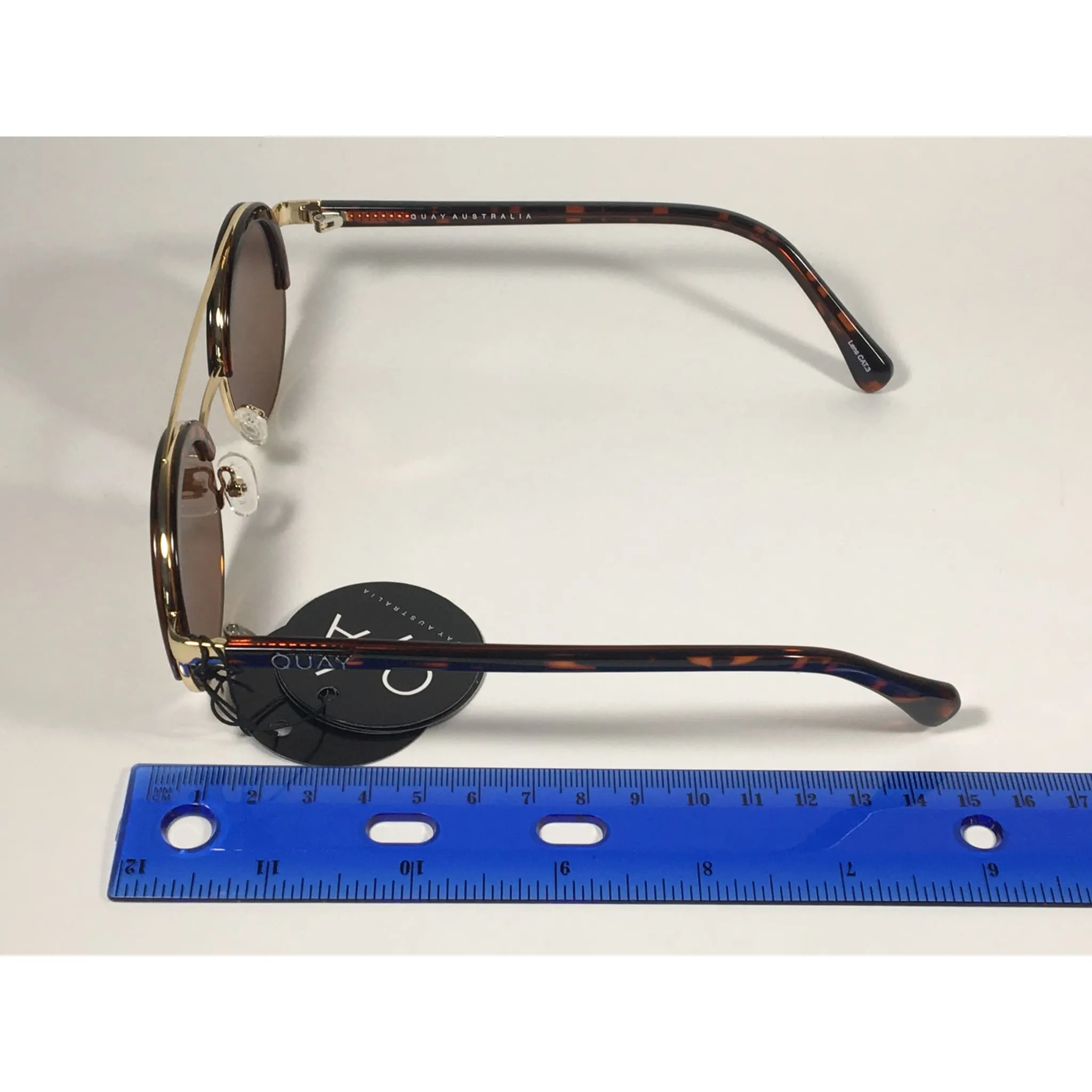 Quay Australia QW000365 TORT/BRN Come Around Round Brown Bar Sunglasses Tortoise Gold Frame Brown Lens