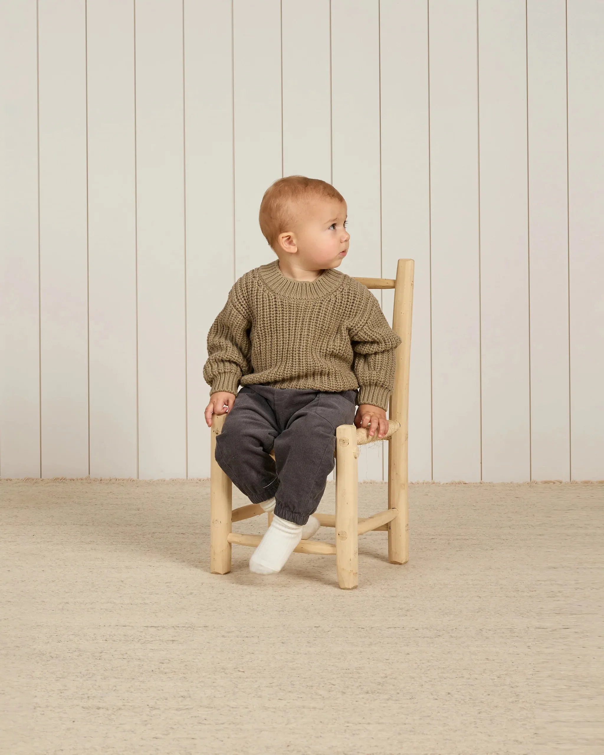 QUINCY MAE Organic Chunky Knit Sweater || Olive