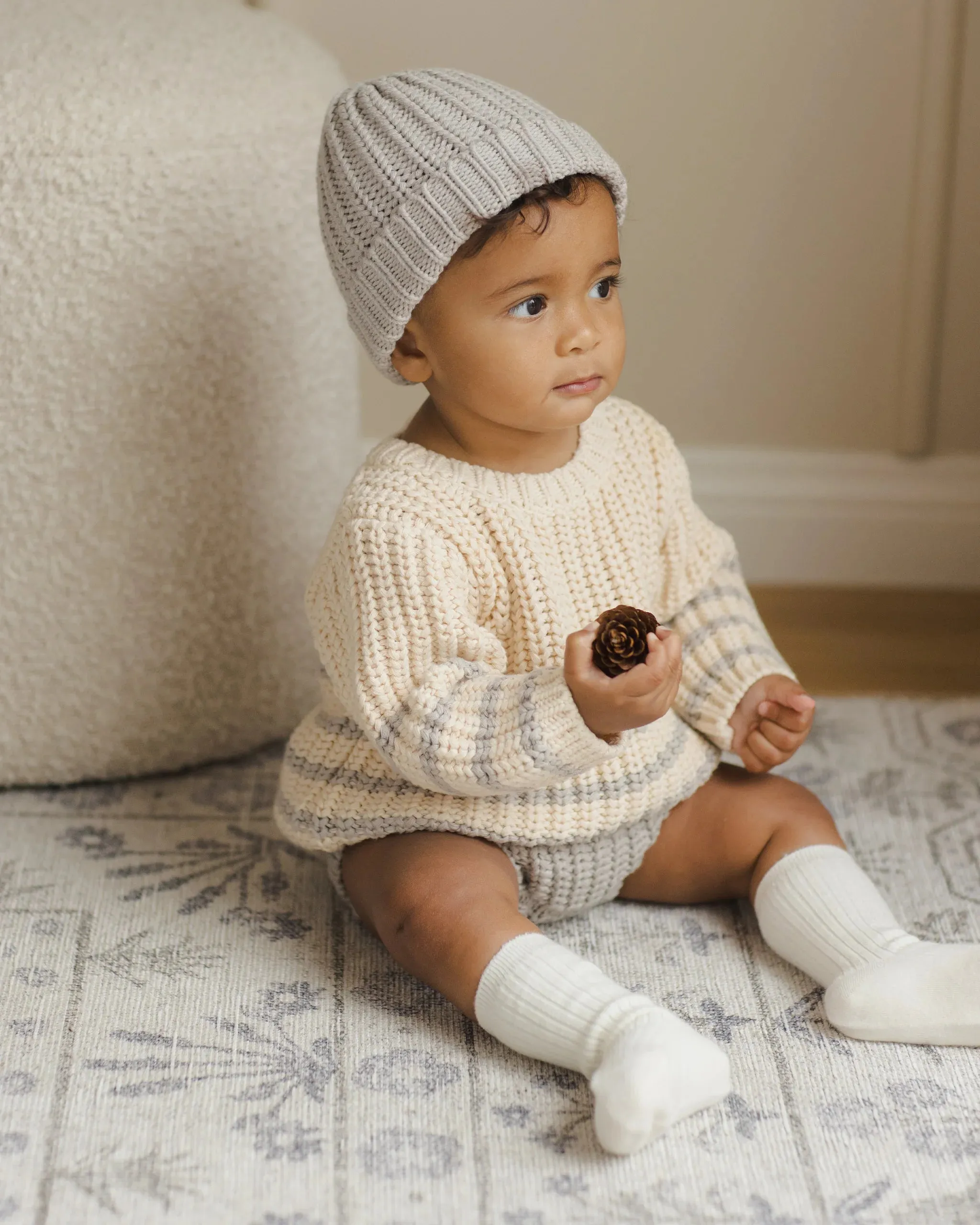 QUINCY MAE Organic Rex Sweater || Fog Stripe