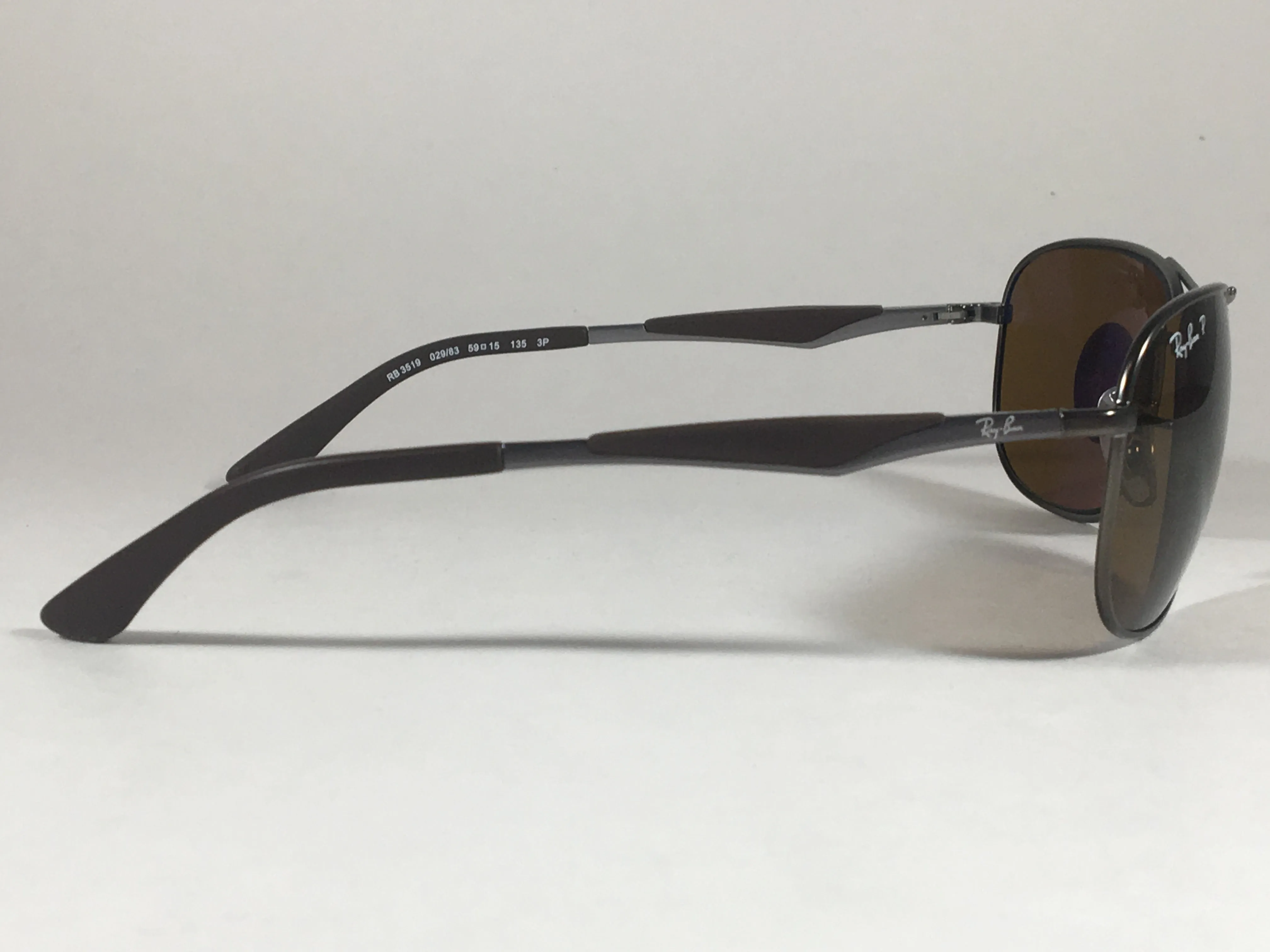 Ray-Ban Polarized Aviator Pilot Sunglasses Gray Black Brown Frame Brown Lens RB3519 029/83