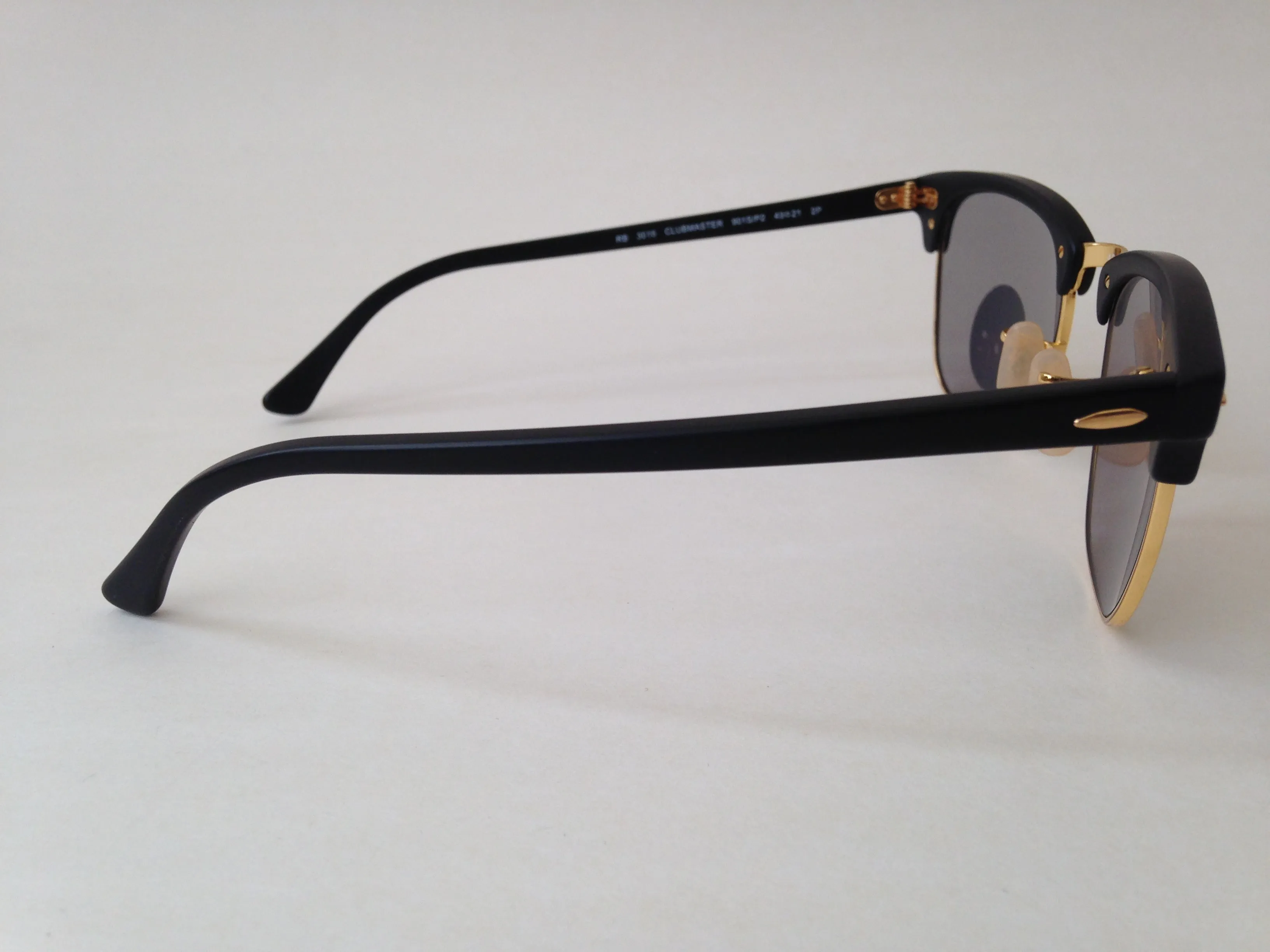 Ray-Ban Polarized Classic Clubmaster Sunglasses RB3016 901S/P2 Matte Black Frame Gray Clear Lens