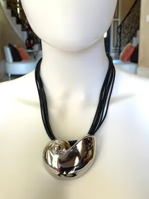 Silver Pendant Leather Rope