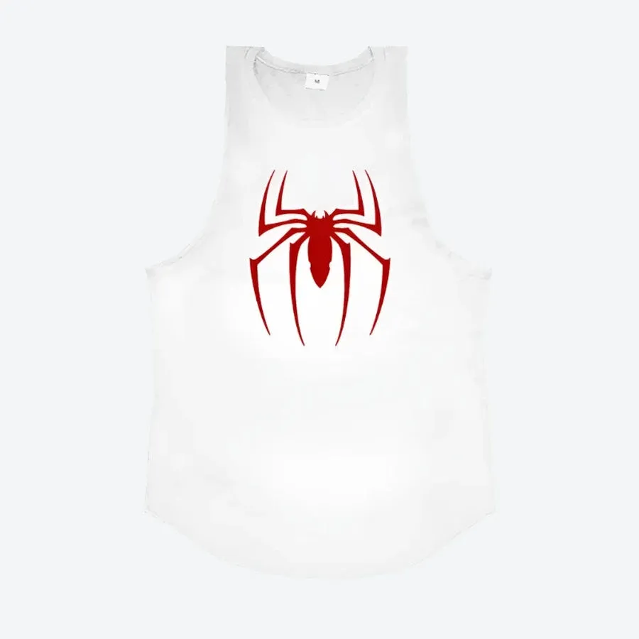 Sleek Graphic Spider Print Tank Tops