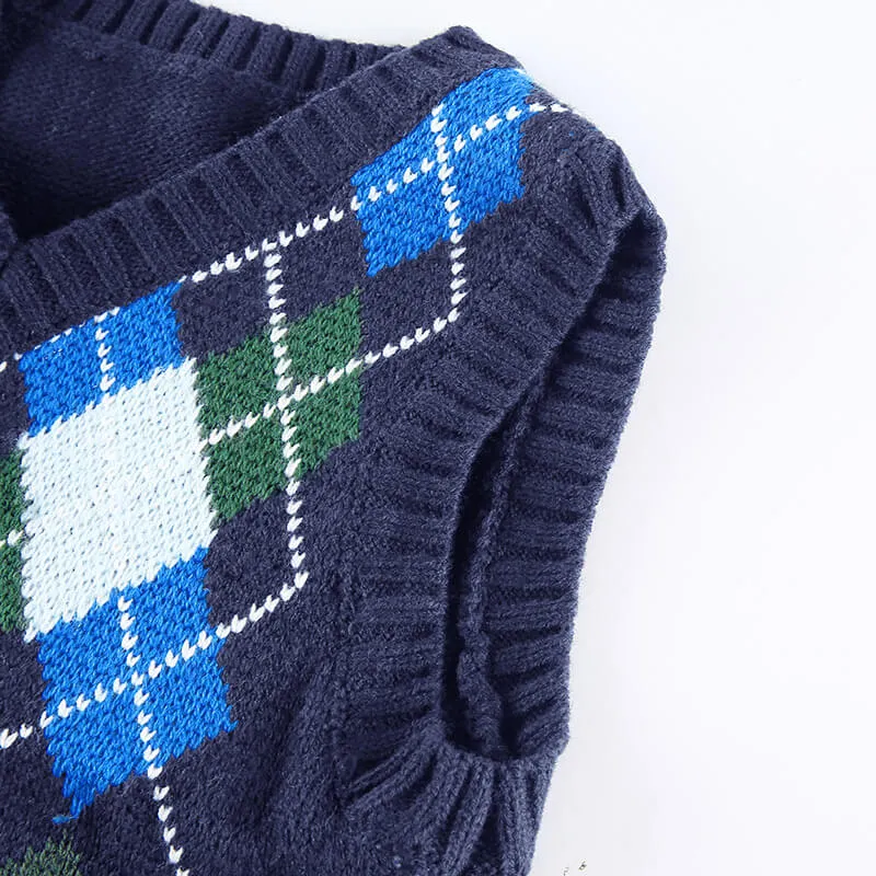 Sleeveless Lattice Knitting Short Vest Sweater