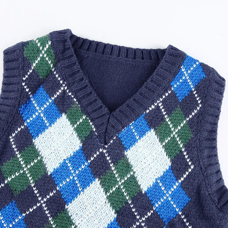 Sleeveless Lattice Knitting Short Vest Sweater
