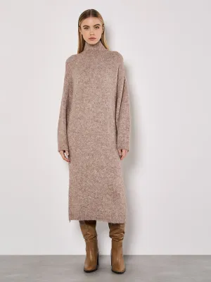 The Oversized Fuzzy Jumper Midi Dress - Oatmeal