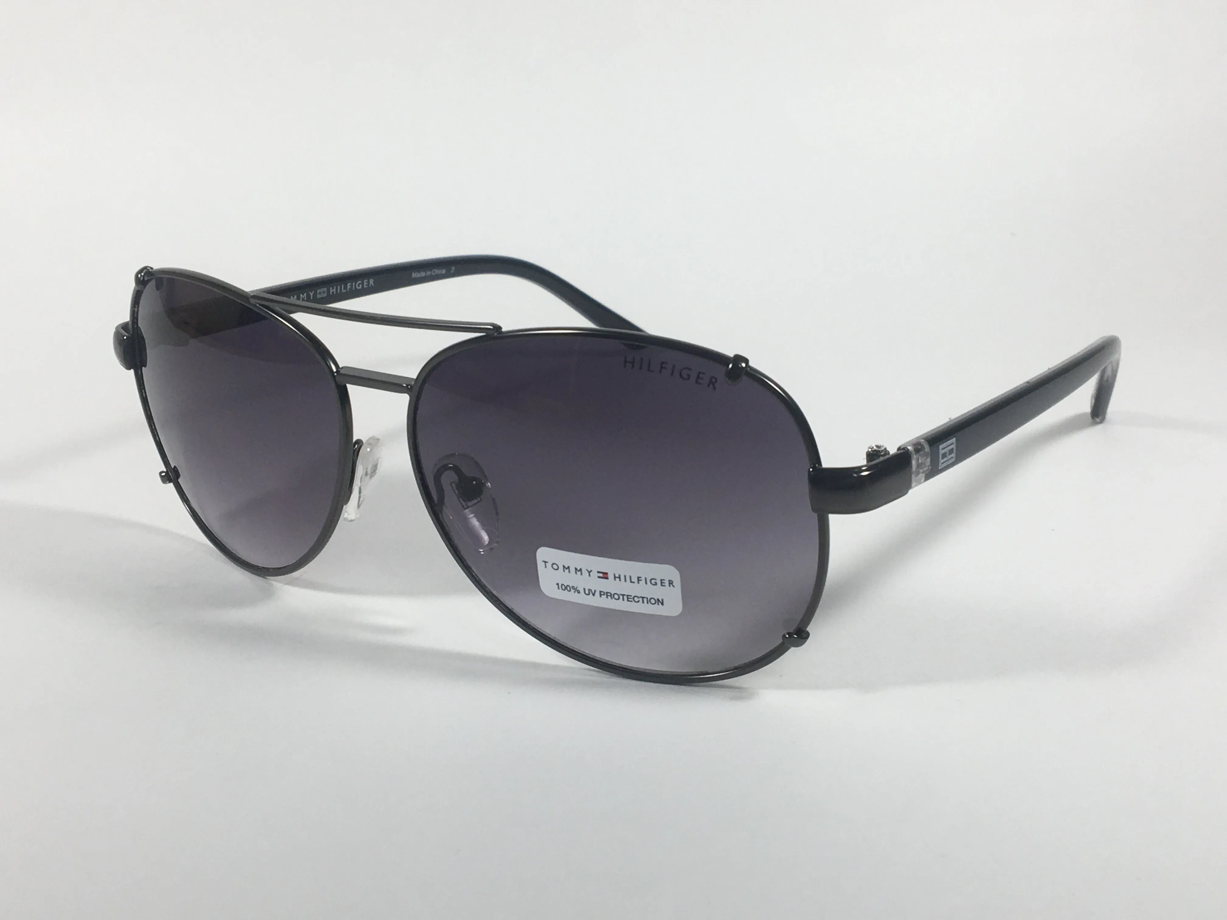 Tommy Hilfiger Bradshaw Aviator Sunglasses Gunmetal Frame Gray Gradient Lens BRADSHAW WM OL06