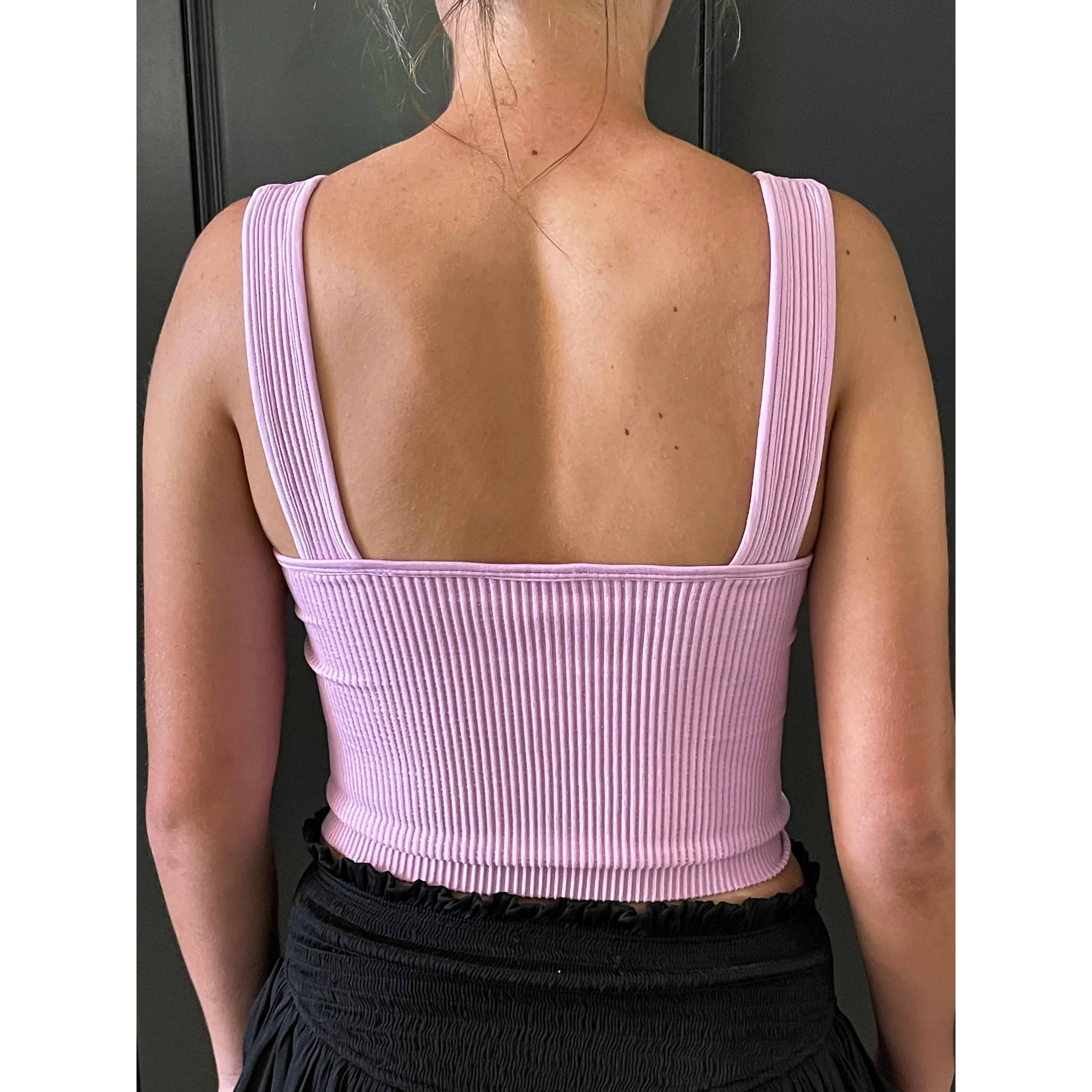 V Neck Contour Rib Crop Tank