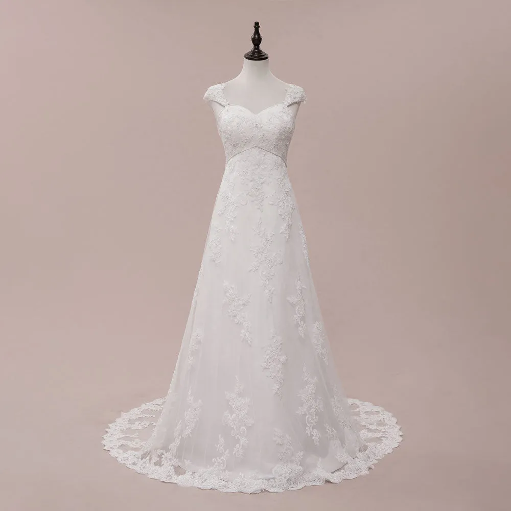 Vintage Lace Wedding Dress with Empire Waist CRESSIDA