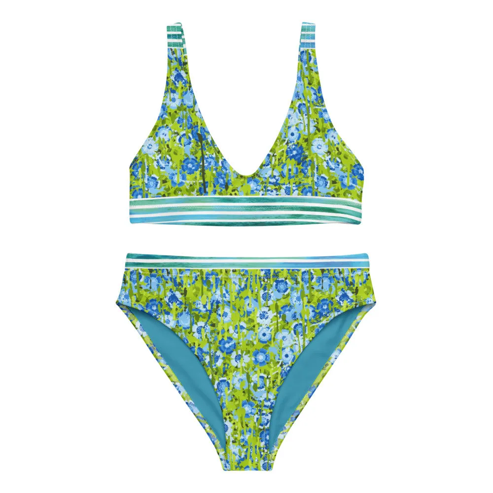 Watercolor Floral - Recycled high-waisted bikini
