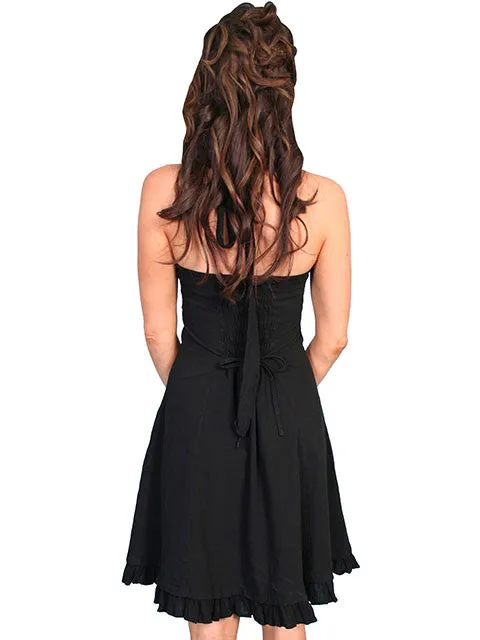 Women's Cantina Collection Dress: Halter Style with Ruffle Hem Black