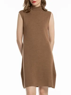 Woolicity Turtleneck Sleeveless Merino Wool Sweater Dress