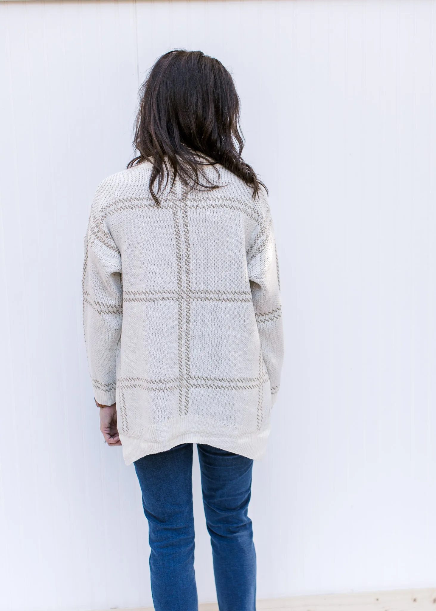X Major Plaid Ivory Sweater
