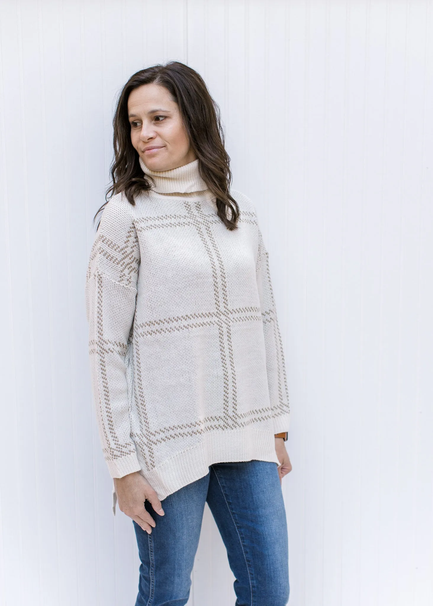 X Major Plaid Ivory Sweater